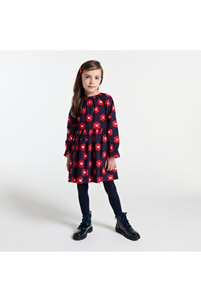 jacadi Girl's Floral Motif Velvet Dress