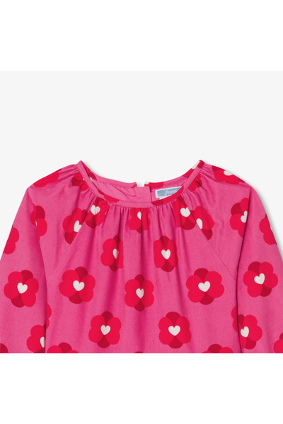 jacadi Girl's Floral Motif Velvet Dress