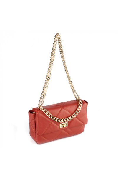 AZZURA Rayssa bag, 100% quilted leather, dark red