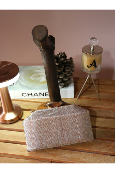 Alvora حقيبة سهرة نسائية براقة بمقبض فضي - ذهبي - أسود - مع حلقة معدنية أنيقة