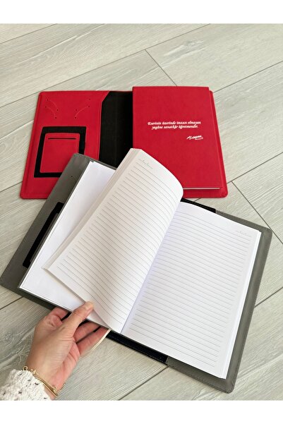 eylülün etiket fabrikası Teacher's Day Themed Leather-Covered Gift - Undated Agenda / Notebook with Organizer