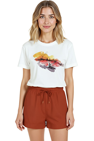 Color Luxe Women's White Relaxed Fit 100% Cotton T-Shirt – Sunset Lake Landsc...