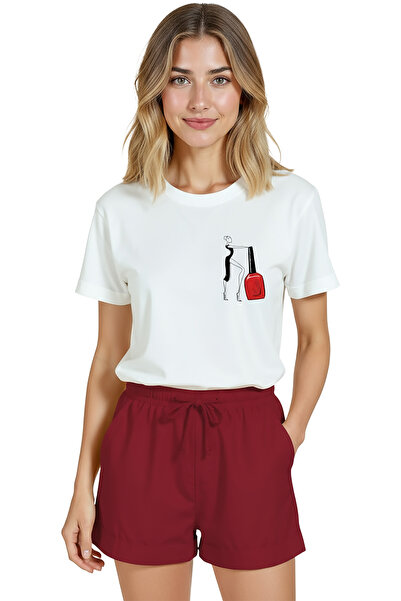 Color Luxe Women's White Relaxed Fit 100% Cotton T-Shirt – Thin Line‑Art Make...