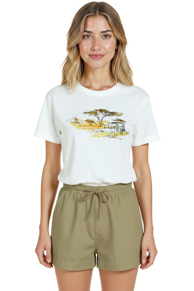 Color Luxe Women's White Relaxed Fit 100% Cotton T-Shirt – Savana Jeep Waterc...