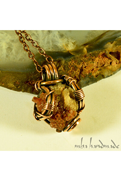 mba handmade jewelry Handmade Pure Copper Necklace with Aragonite Crystal - Single Product