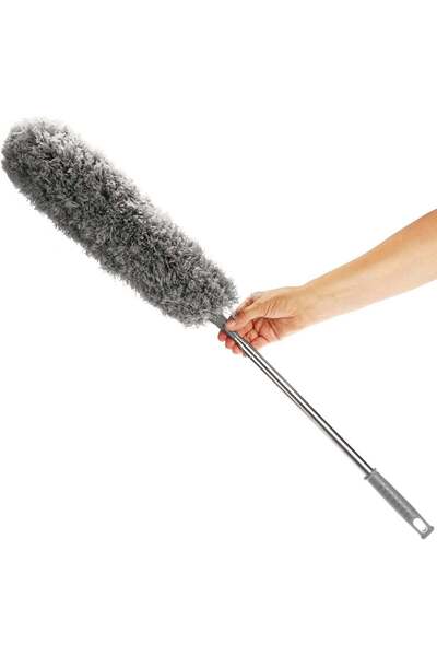 Generic منفضة غبار MOMENT طويلة جدًا مع عمود تمديد 278 سم للتنظيف، رأس من الأ...