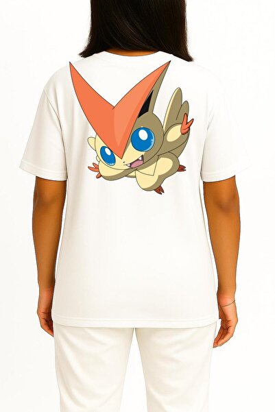 Bahriyeli Collection Oversized Victini Unisex T-Shirt with Pocket and Back Design