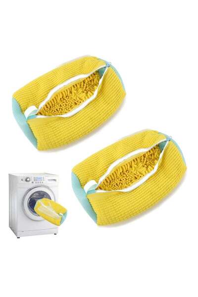 Generic عبوة من قطعتين من أكياس غسيل الأحذية القطنية 2024، شبكة غسيل من الألياف الرقيقة سهلة الإزالة من الأوساخ ومضادة للتشوه