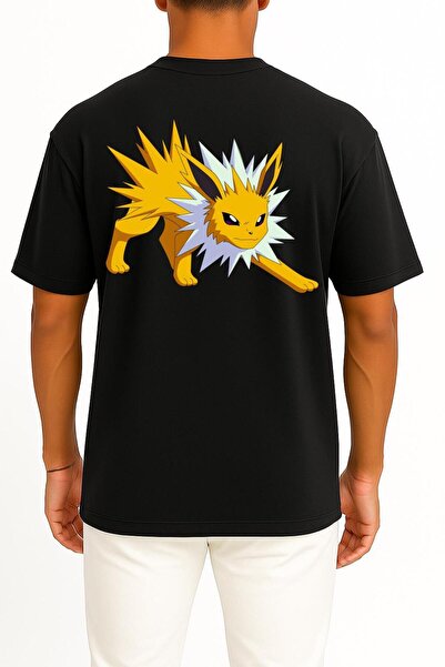 Bahriyeli Collection Oversized Zapdos Pocket and Backpack Design Unisex T-Shirt