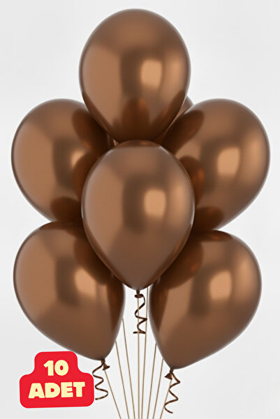 Baloncu Nene 10Pcs Metallic Brown Shiny Balloon Birthday Celebration Ornament and Material