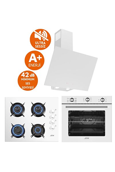 Ferre ve AFM Tech MARKALI/ ZETA Sessiz 6+1 Turbolu Beyaz Ankastre Set ( D078-SA + FM7601 + FM2201 )