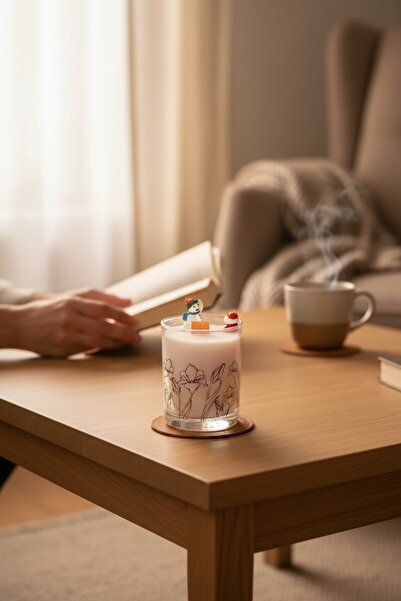 Binbirdemet Festive Glow - Soya Wax Mum – Cam Kupa, Vanilya Kokulu, El Yapımı...