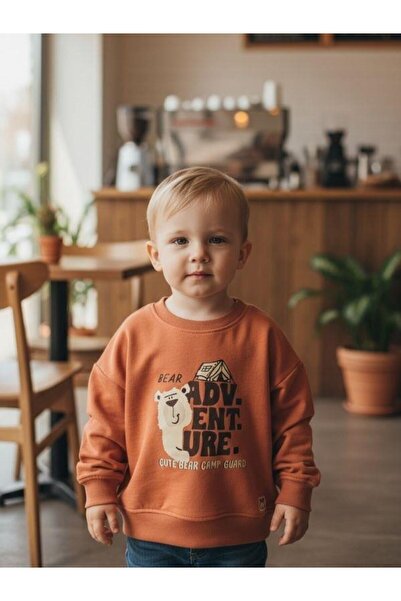 Zekids Baby Boy Teddy Bear Patterned Thin Long Sleeve T-Shirt