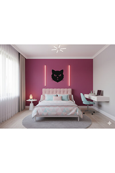 Minimalist Kedi Silüeti Duvar Süsü | 3D Baskı Genç Odası Dekoru