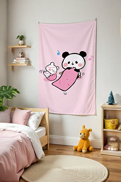 Tepeli Home Sevimli Karakterler Duvar Örtüsü Temalı Kaliteli Kumaş Oda Dekoru...