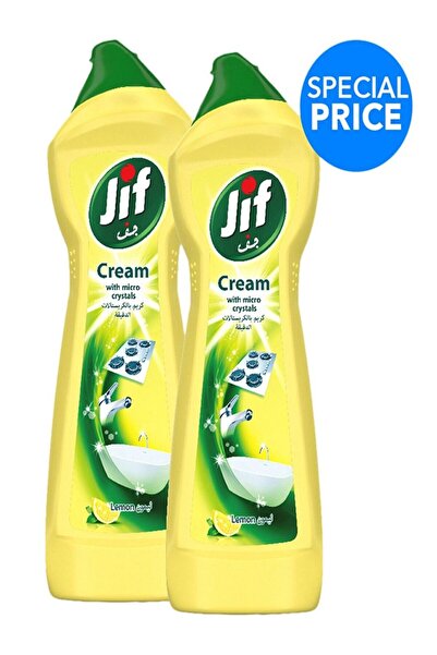 Generic جيف عبوة من 2 منظف كريمي بالليمون مع بلورات دقيقة أصفر 500 مل