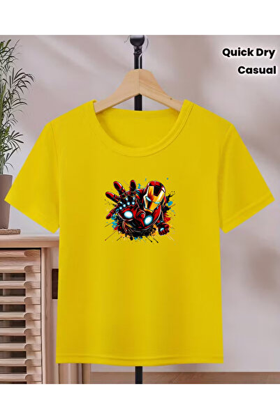 haha Erkek Çocukları için Iron Man Baskılı Çocuk T-SHİRT