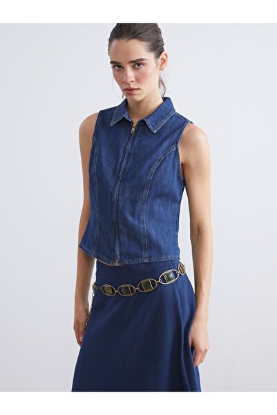 LC Waikiki Lcw Vision Shirt Collar Jean Blouse