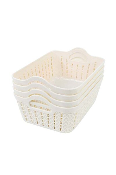 Generic LAWAZIM Plastic Storage Baskets - 4 Piece Shelf Organizers Set, Durable Plastic Baskets for Home, K