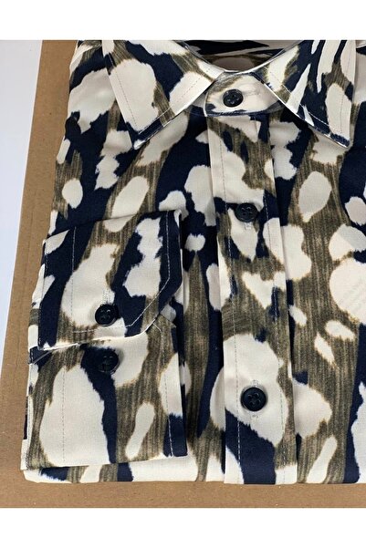 YusGos Long Sleeve Cotton Easy Iron Leopard Print Regular Fit Premium Men's Shirt