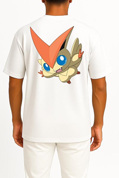 Bahriyeli Collection Oversized Victini Unisex T-Shirt with Pocket and Back Design