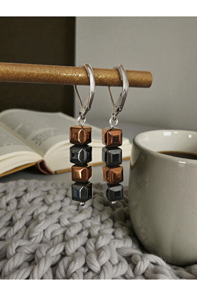 Home Hematite Tasi Cube Steel Earrings