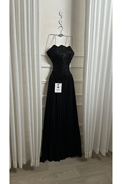 Onila فستان اسود مطرز جميل فاخر