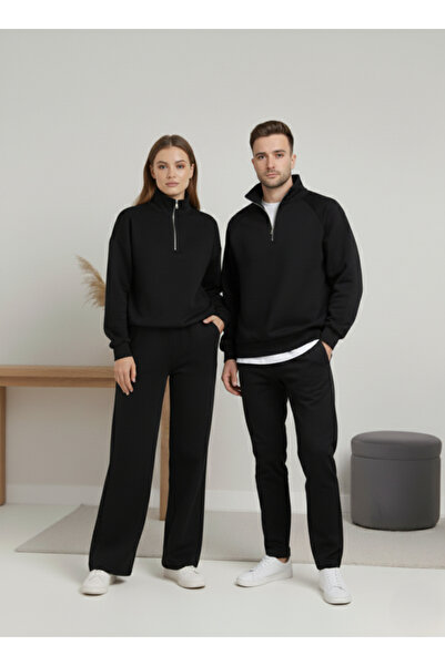 Ceylen Modal Fabric Half Zipper Unisex Oversized Sweat