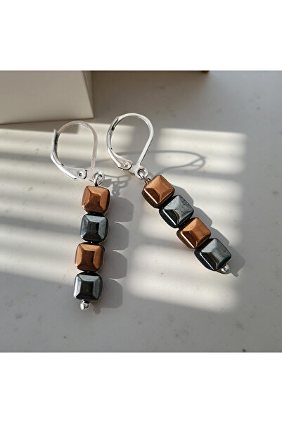 Home Hematite Tasi Cube Steel Earrings