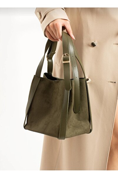 eflanmoda Geantă de mână și de umăr pentru femei, din piele întoarsă