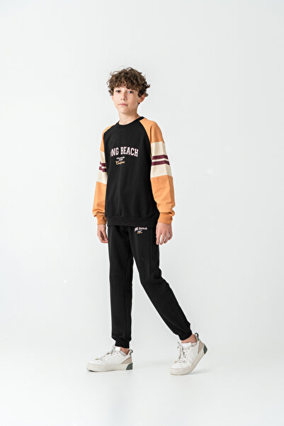Mışıl Kids Σετ αθλητικής φόρμας Long Beach με τύπωμα Top Sweat Sleeves συνδυα...