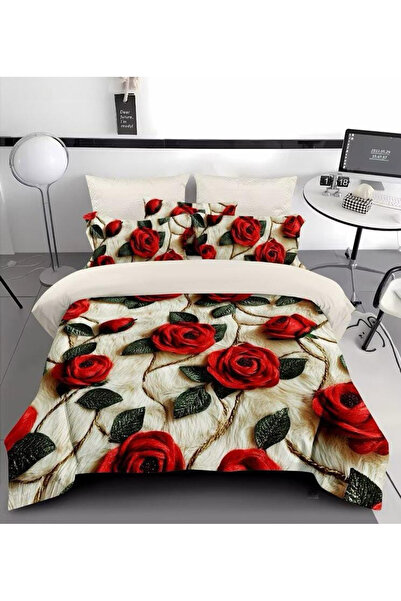 FIONNA.RO Finet Bed Linen 6 Pieces 5D - Elegant Red Roses