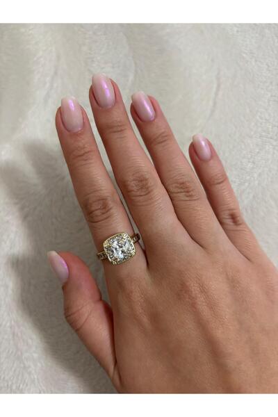 Akiha Aksesuar Baget Stone Inlaid Vintage Xuping Gold Ring