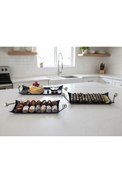 Afaq 3-piece rectangular serving tray set