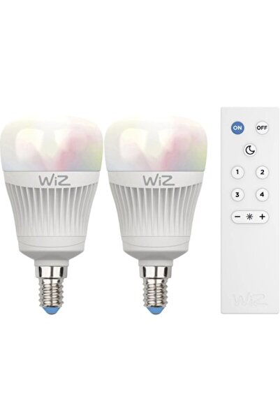 Wiz Set 2 becuri LED inteligente colorate 11.5W 806lm E27 WiFi cu aplicație iOS/Android, telecomandă inclusă