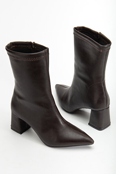Moda Hanım Cizme cu toc ascuțit maro amar pentru femei