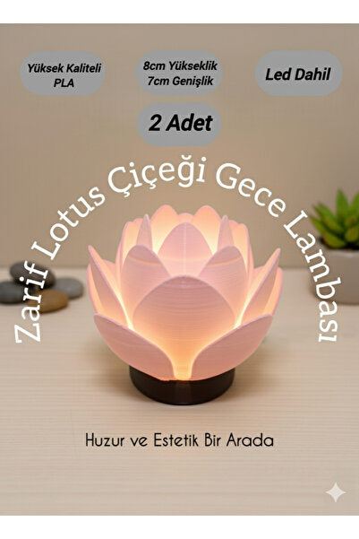 J&K Dizayn Zarif Lotus Çiçeği Gece Lambası (2 Adet) | Masa & Komodin Aydınlat...