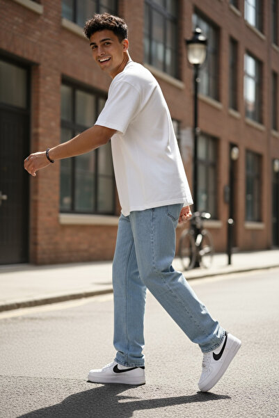 dehaine Men's BAGGY jeans, light blue, simple pattern, 11081