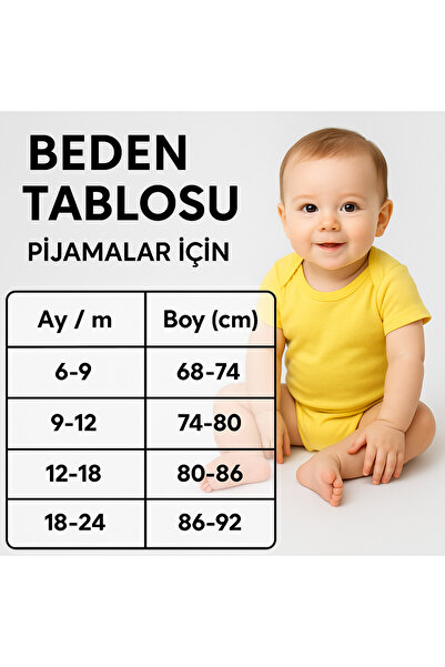 AKİ MODA KİDS Girls Boys Unisex Pajama Set Top and Bottom 2 Pieces Cotton