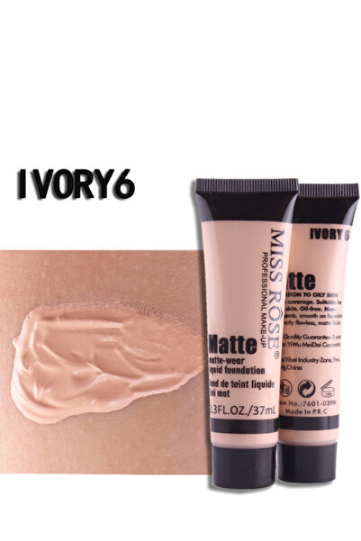 MISS ROSE Matte foundation – perfect coverage Ivory 6, 37 mL