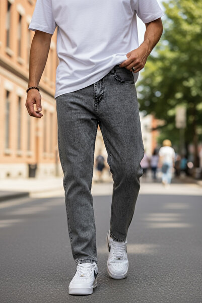 dehaine Men's Boyfriend Jeans, gray, simple pattern, 1117