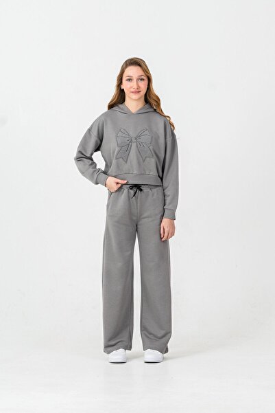 Mışıl Kids cu glugă Set de trening pentru fete cu aplicații frontale și infer...