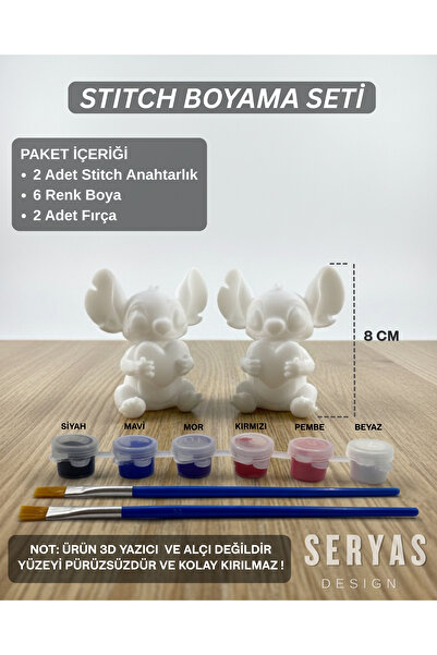 SERYAS DESIGN 8 cm Stitch Boyama Seti Sevgiliye Hediye Çiftlere Özel Biblo Yı...