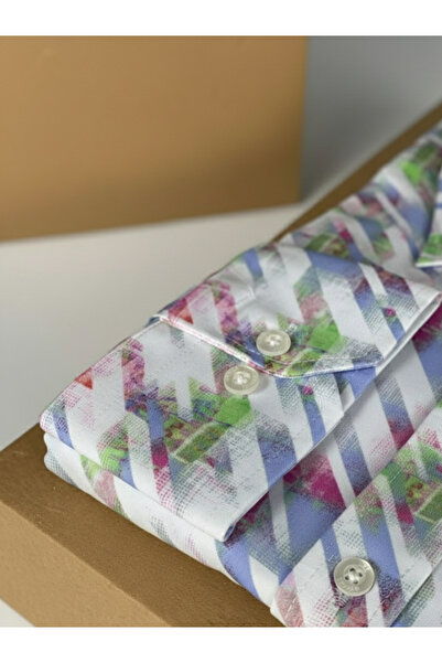 YusGos Long Sleeve Cotton Easy Iron Patterned Regular Fit Premium Men's Shirt