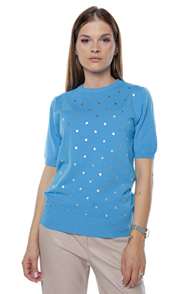 Jolenttine Bubbles sweater with cashmere and wool, blue