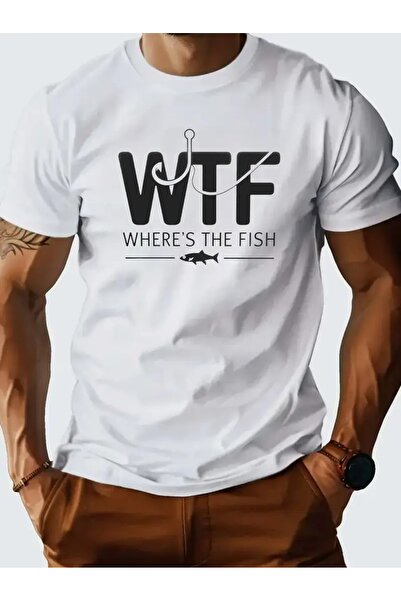 4desire.ro Men's T-shirt HOOKED ON WTF Ink, Classic Regular Fit, 100% Cotton, Vegan Approved