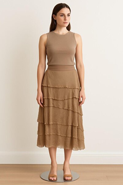 EREN STYLE Italian 2 Size Slimming Layered Silk Skirt & Strapless Dress