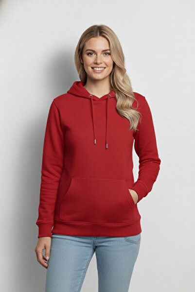 Papri Reklam Red Hoodie Hooded Sweatshirt Women Men Unisex Regular Fit Thick 3 Yarn Fleece-Lined Fabric
