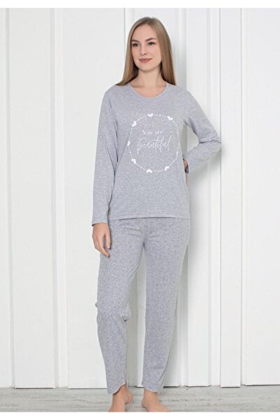 TOSKI Γυναικεία πιτζάμα με μακριά μανίκια – Όμορφη, γκρι