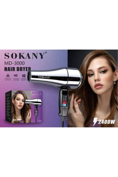 SOKANY MD-3000 Professional Hair Dryer, Silver